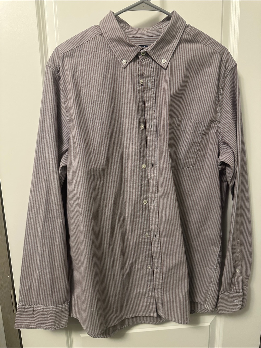 George Men's Lavender and Gray Striped Button-Down Shirt